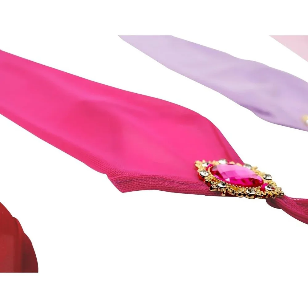 Women's Baby Pink Long Fabric Finger Loop Gloves Bridal Wedding Party Costume - Picture 5 of 6